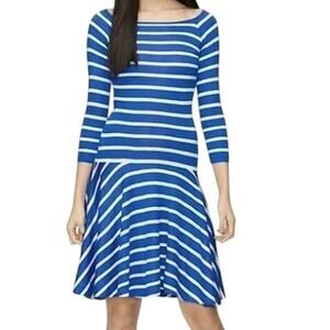 Lauren Ralph Lauren Dress Size Large Drop Waist Blue Stripe Nautical Preppy NWT